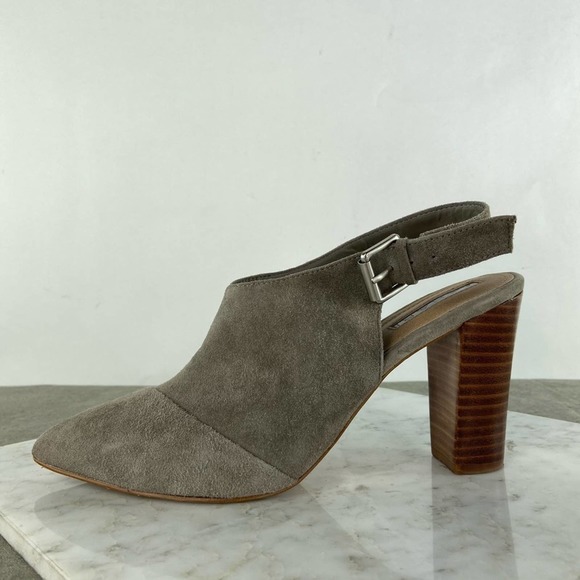 Tahari Adonna Heels Suede Slingback Bootie Pointed Toe Gray Taupe Size 8.5 - Picture 11 of 12